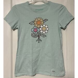 Life is good women’s crusher tee short sleeve green cotton size small
